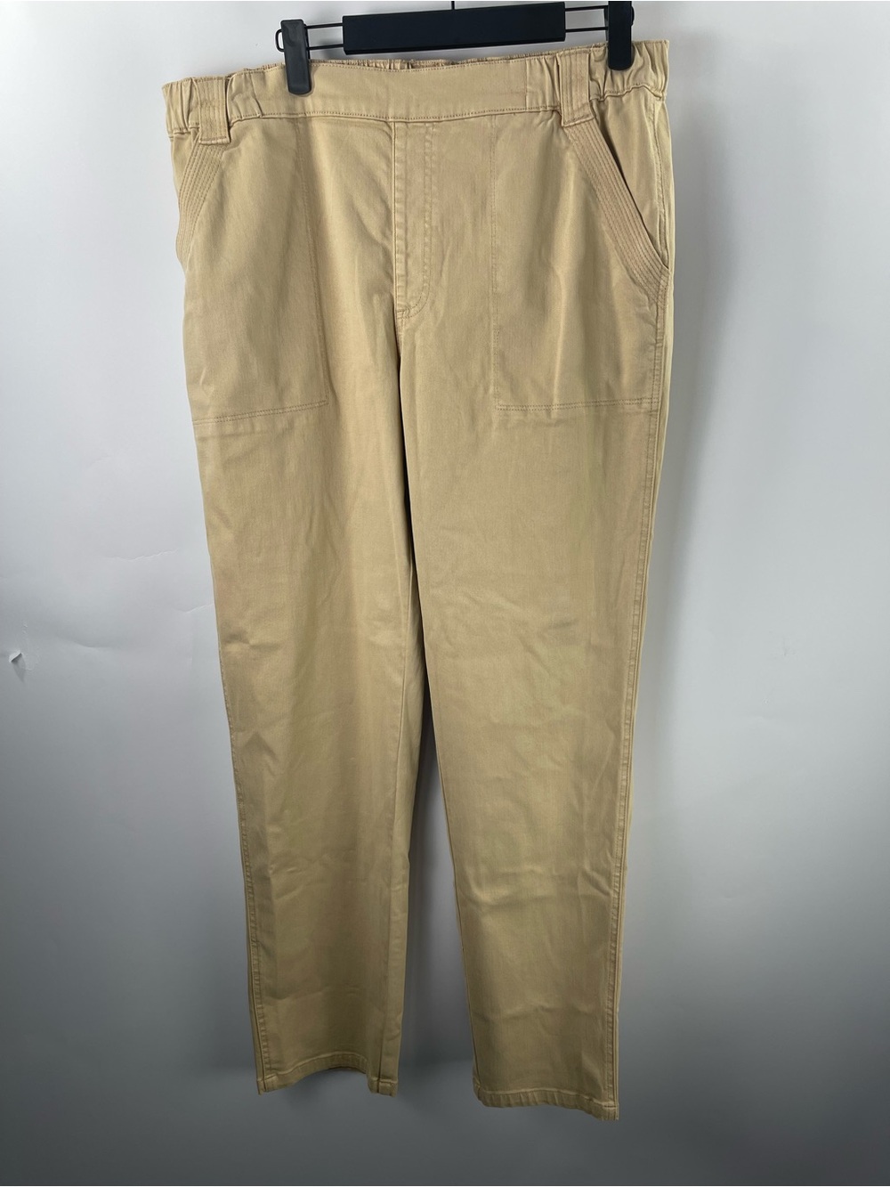 Soft Surroundings Women’s Khaki Elastic Pull On Straight Leg Utility Large Pants